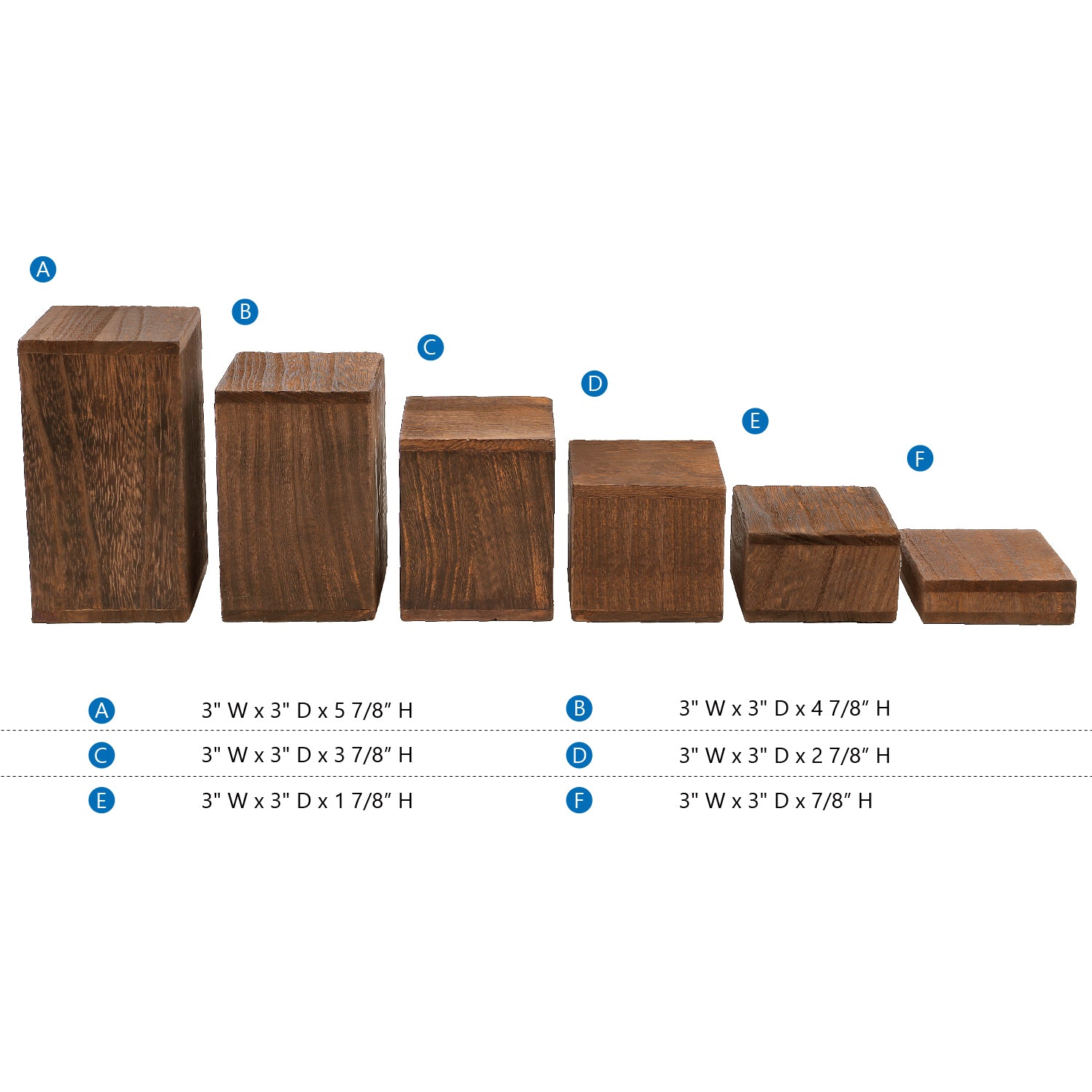 Ikee Design® Wooden 6 Pcs Square display Risers for Jewelry and Accessories