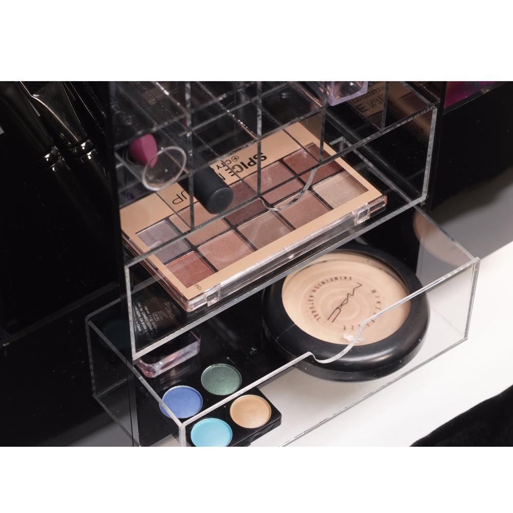 Ikee Design® Premium Black Acrylic Multi-functional Lipstick Tower Makeup Organizer