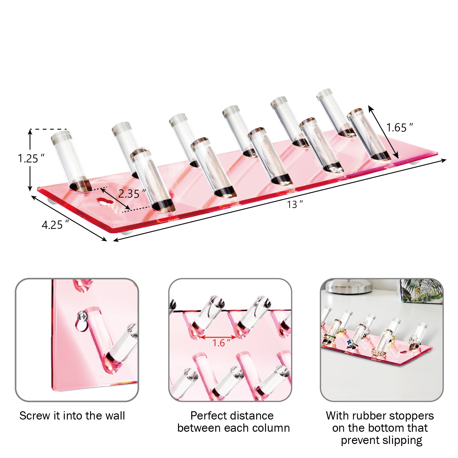 Ikee Design® Multipurpose Acrylic Rack for Wall and Tabletop Display Stand Organizer, Set of 2