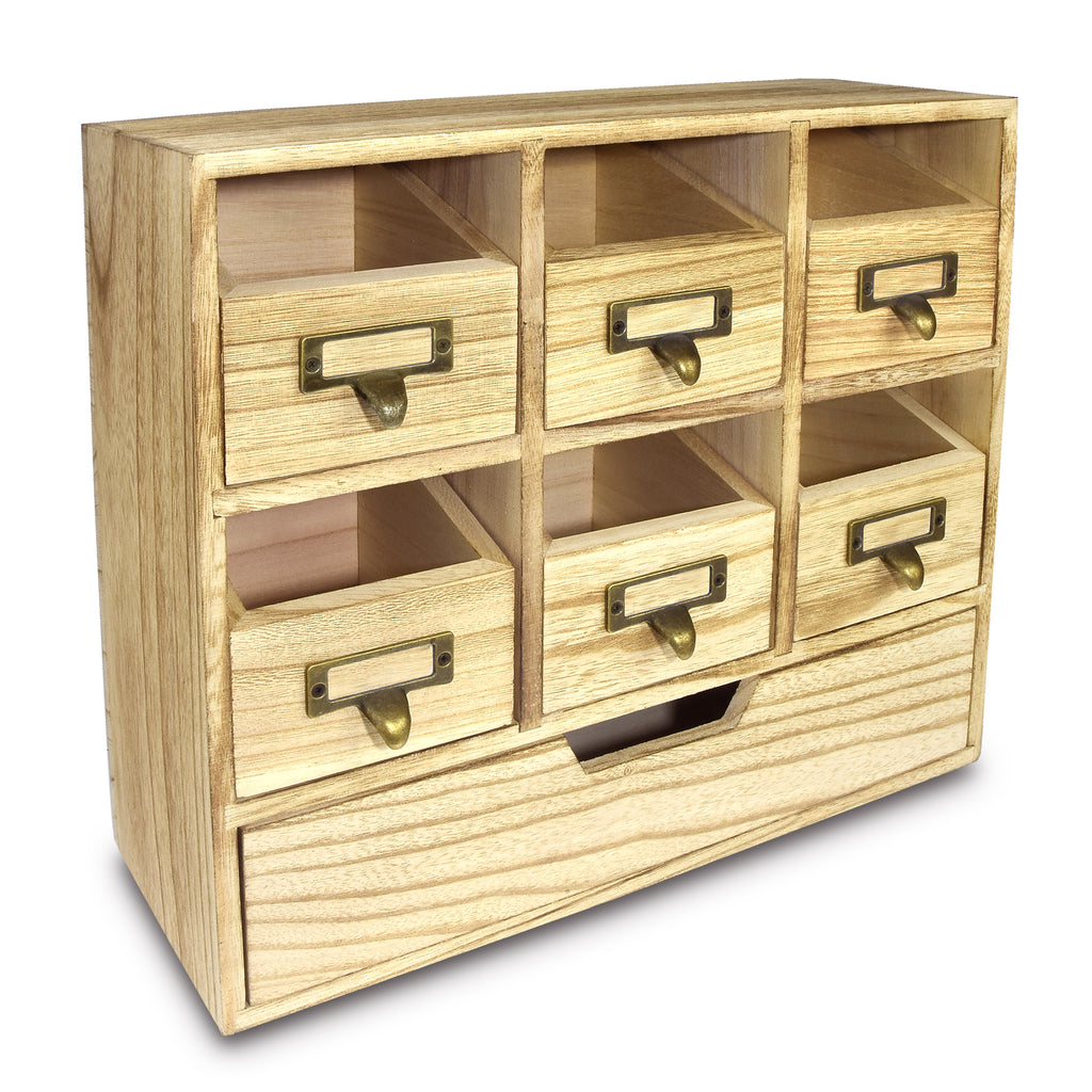 Natural Wood Color Wood Desktop Organizer Drawer Set