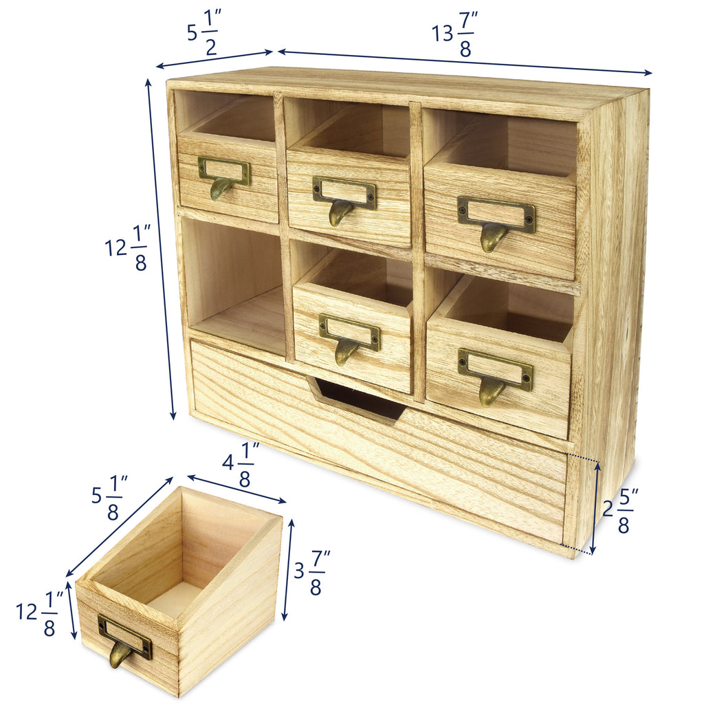 Natural Wood Color Wood Desktop Organizer Drawer Set