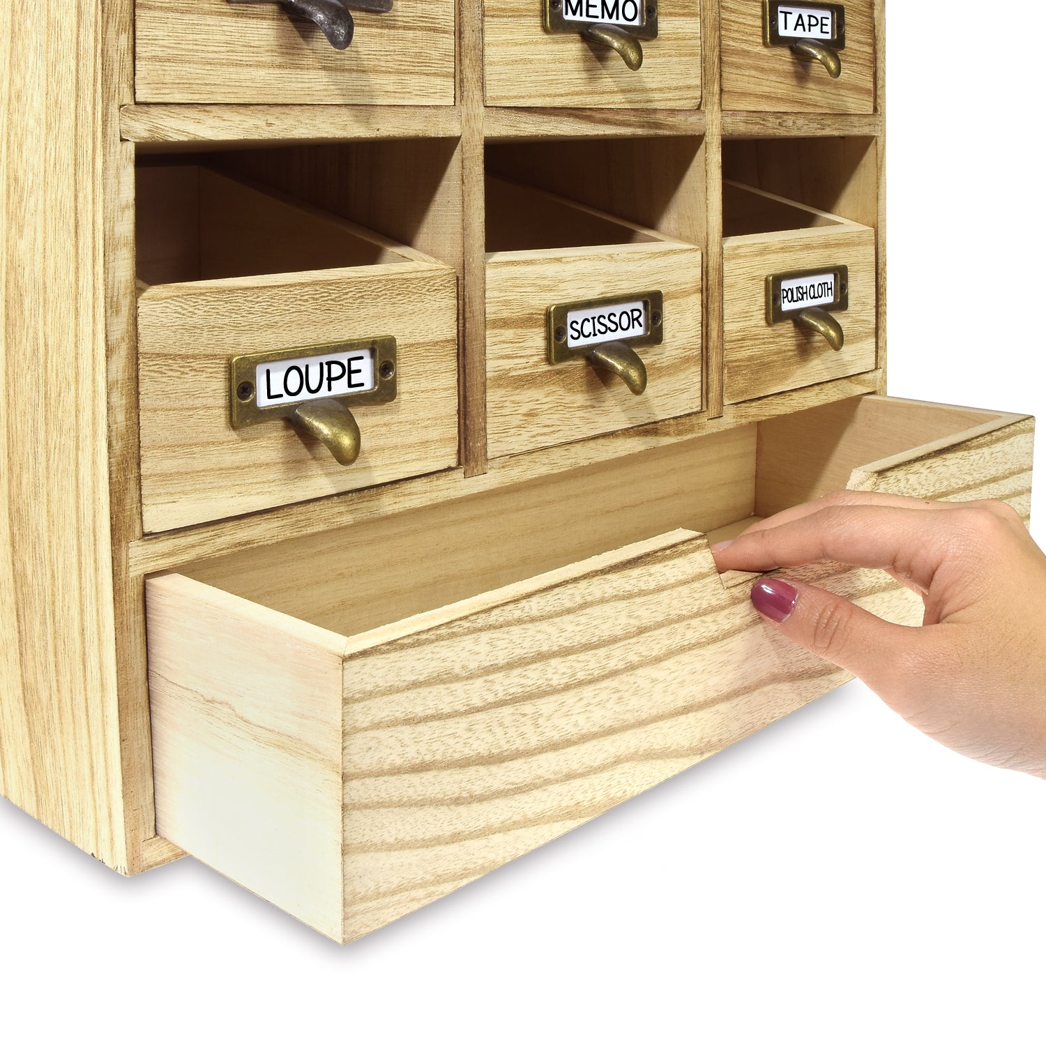 Natural Wood Color Wood Desktop Organizer Drawer Set