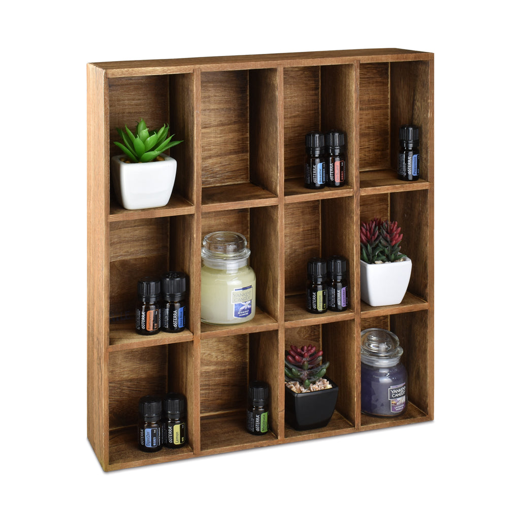 Ikee Design®  Wall Mounted Wooden Mountable 12 Compartments Holder Shelf