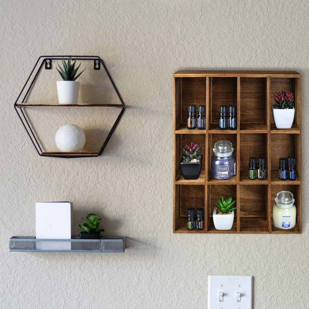 Ikee Design®  Wall Mounted Wooden Mountable 12 Compartments Holder Shelf