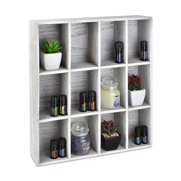 Ikee Design®  Wall Mounted Wooden Mountable 12 Compartments Holder Shelf
