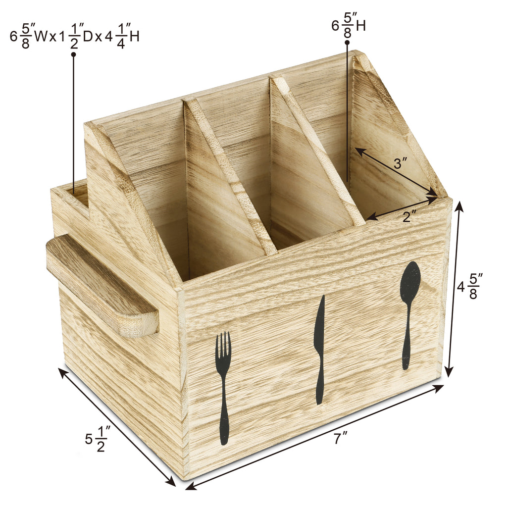 Ikee Design® Wooden Silverware Holder Flatware Utensil Caddy with Handles