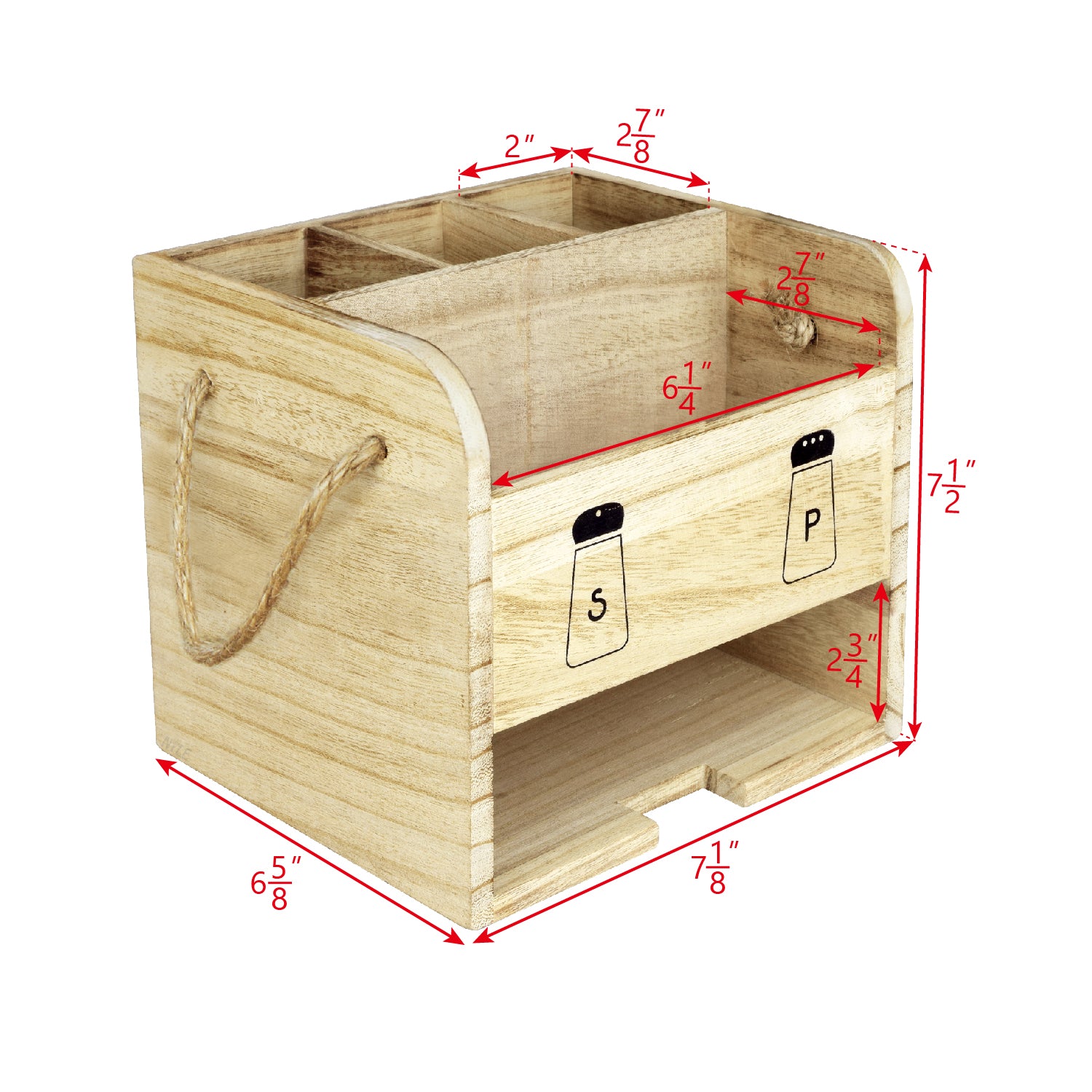 Ikee Design® Wooden Utensil Flatware Caddy Holder with Handles - Hold