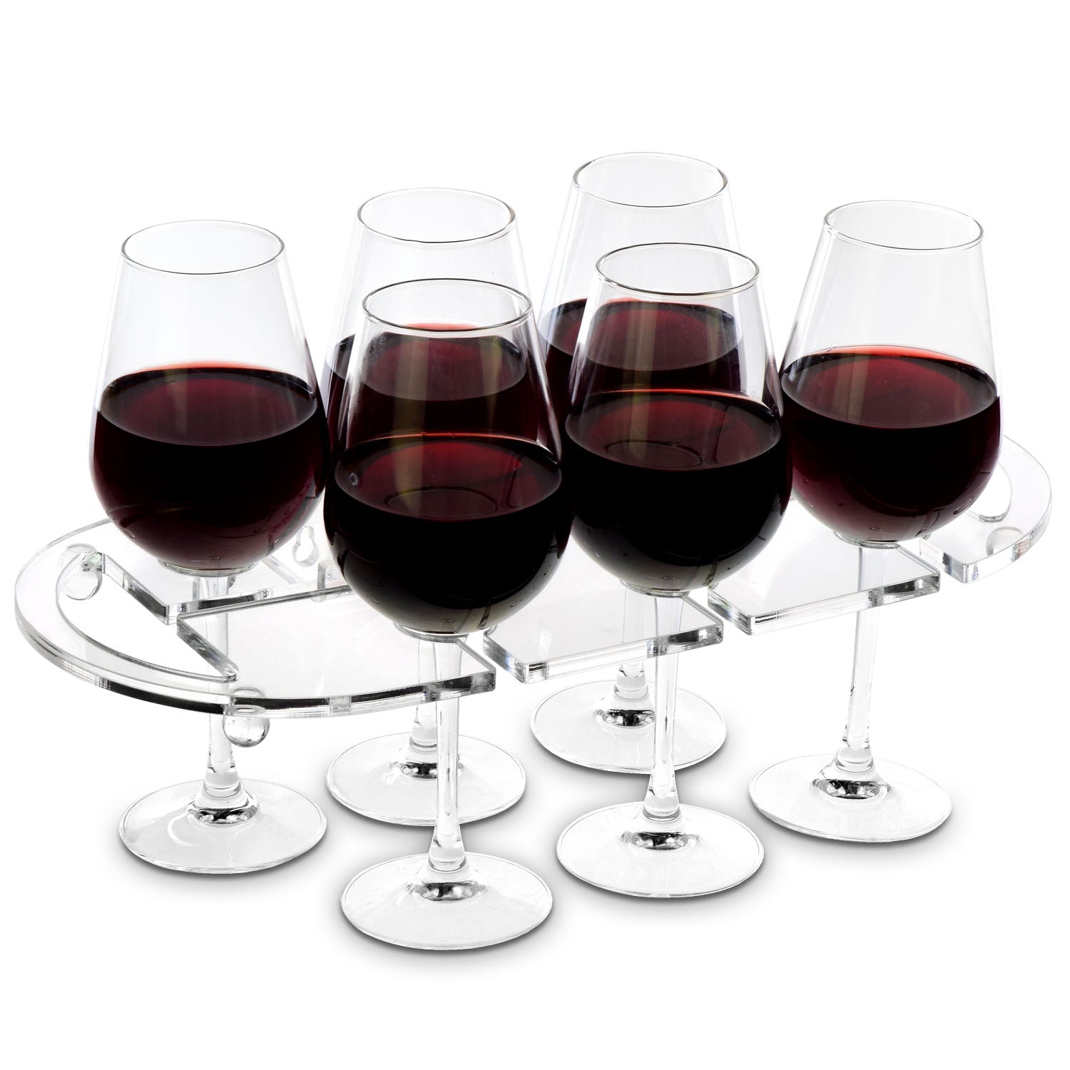 Ikee Design®Wall Mounted Clear Acrylic Wine Glasses Shelf for Wine Glasses  with Handles for 6 Glasses