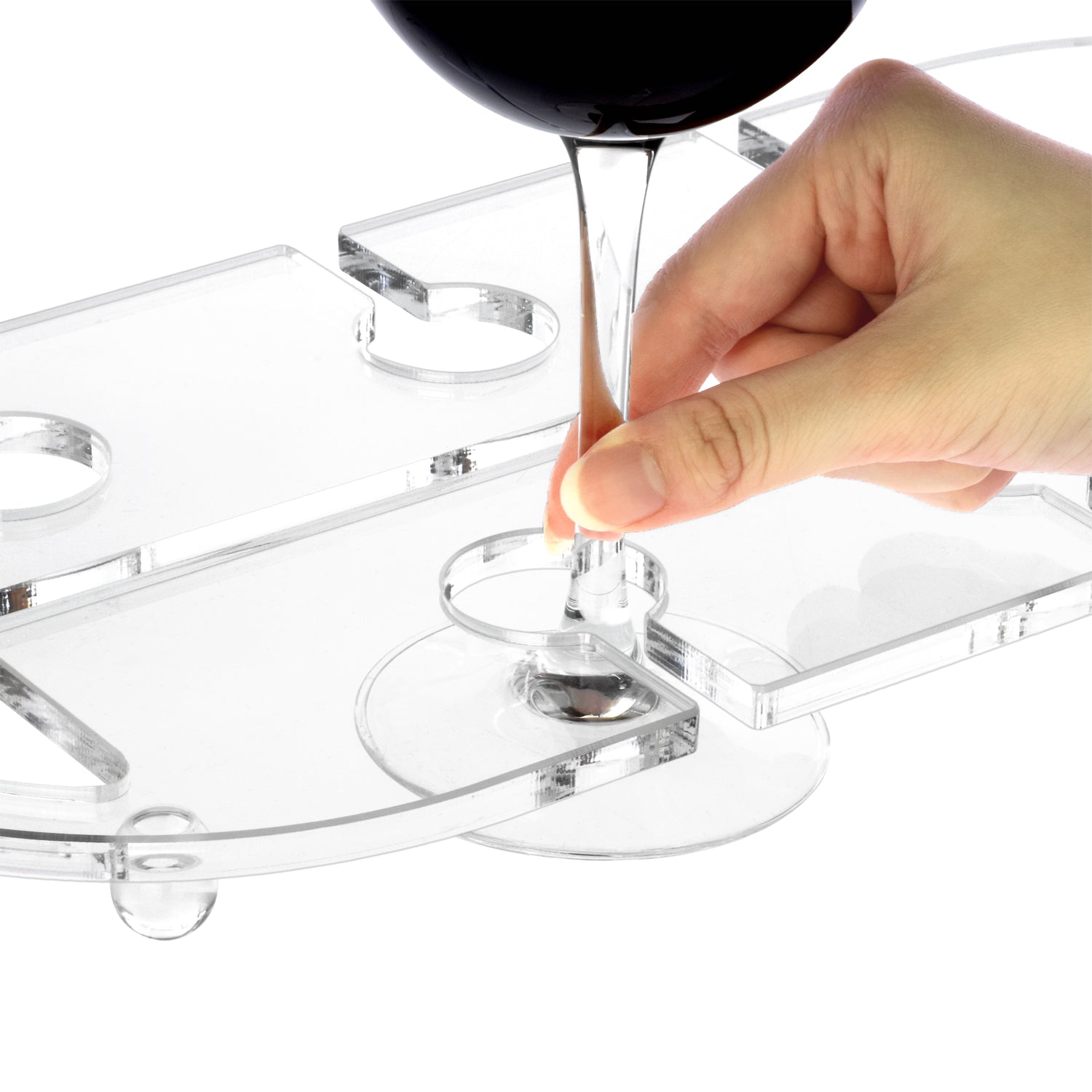 Ikee Design®Wall Mounted Clear Acrylic Wine Glasses Shelf for Wine Glasses with Handles for 6 Glasses