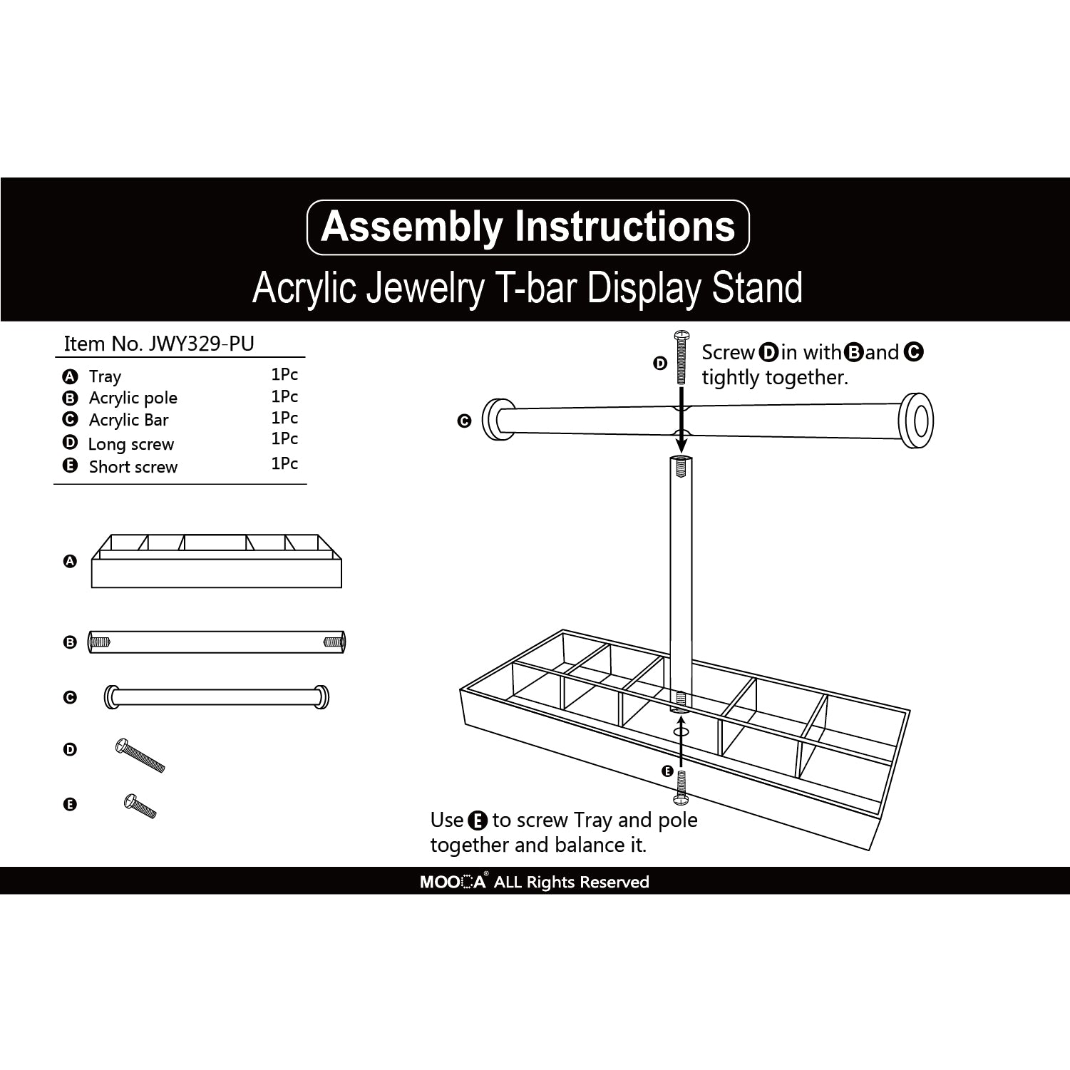 Ikee Design® Acrylic Jewelry T-bar Display Bracelet Display