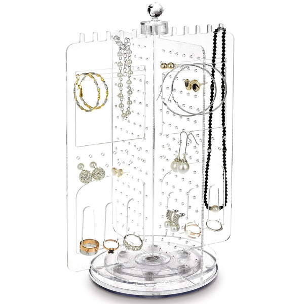 Ikee Design® Premium Acrylic Rotating Jewelry Stand Earring Holder Accessories Organizer