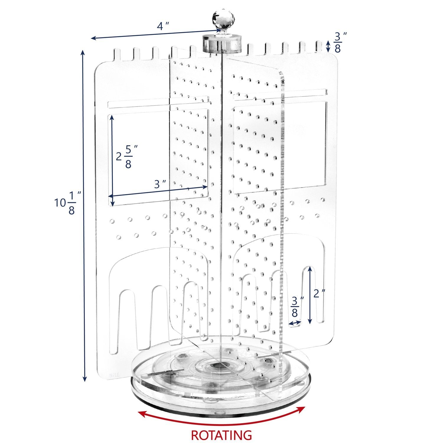 Ikee Design® Premium Acrylic Rotating Jewelry Stand Earring Holder Accessories Organizer