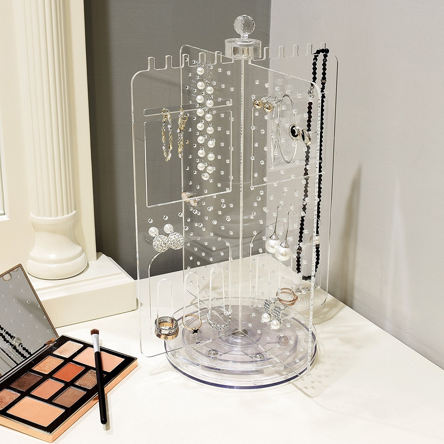 Ikee Design® Premium Acrylic Rotating Jewelry Stand Earring Holder Accessories Organizer