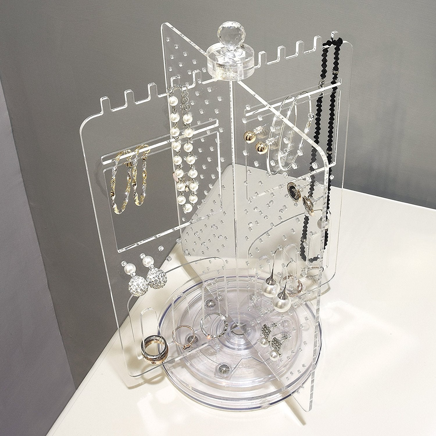 Ikee Design® Premium Acrylic Rotating Jewelry Stand Earring Holder Accessories Organizer