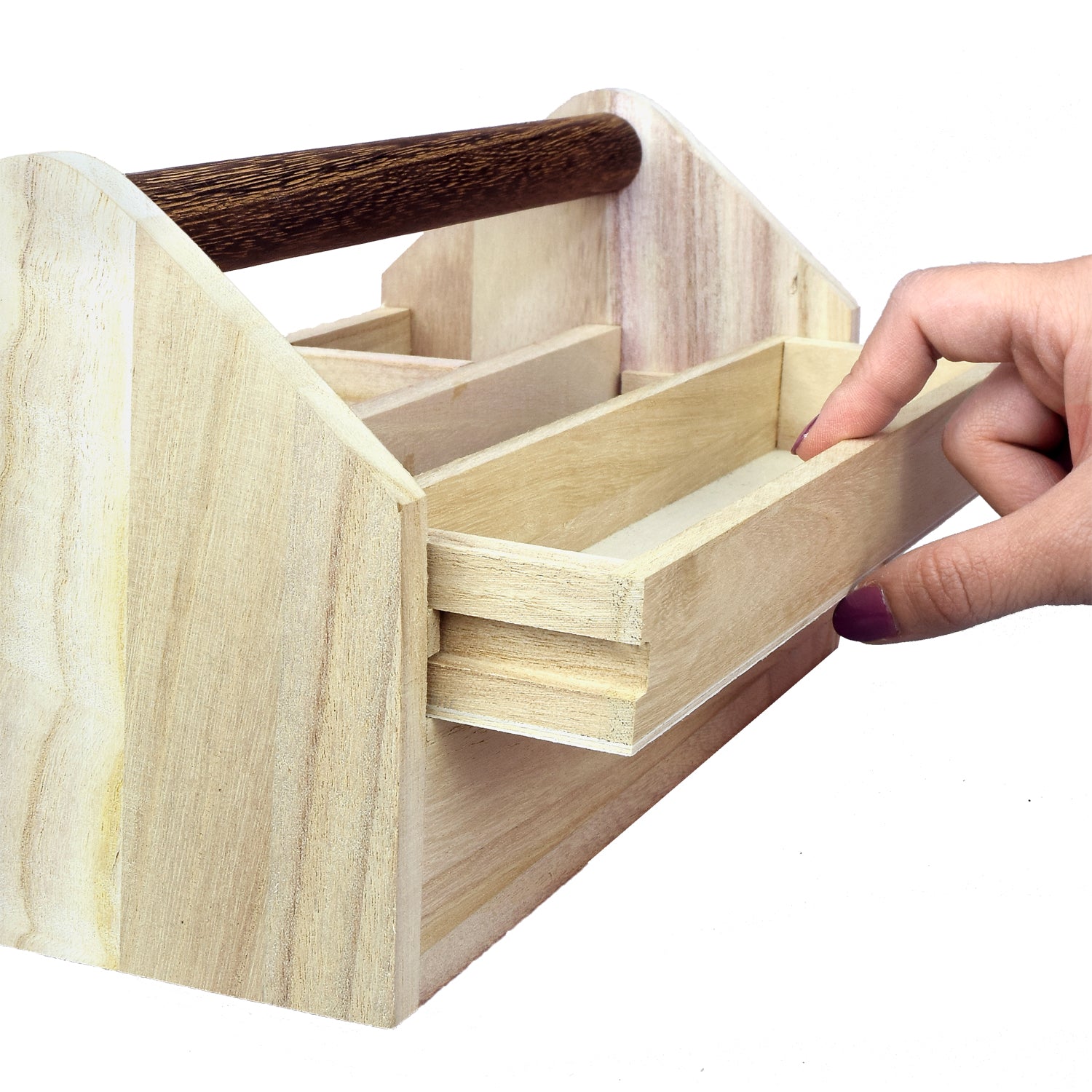 IKEE DESIGN®: Natural Wood Color Wooden Tool Box with Handle