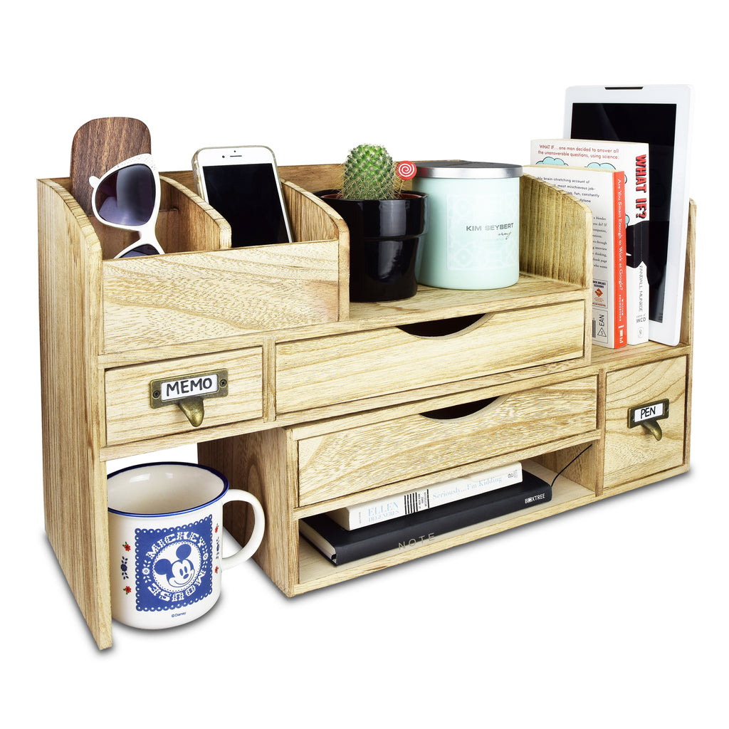 Ikee Design® Adjustable Wooden Desktop Organizer Office Supplies Storage
