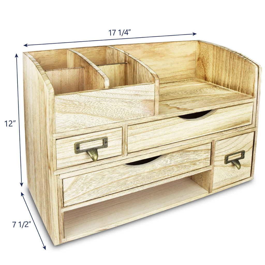 Ikee Design® Adjustable Wooden Desktop Organizer Office Supplies Storage Shelf Rack