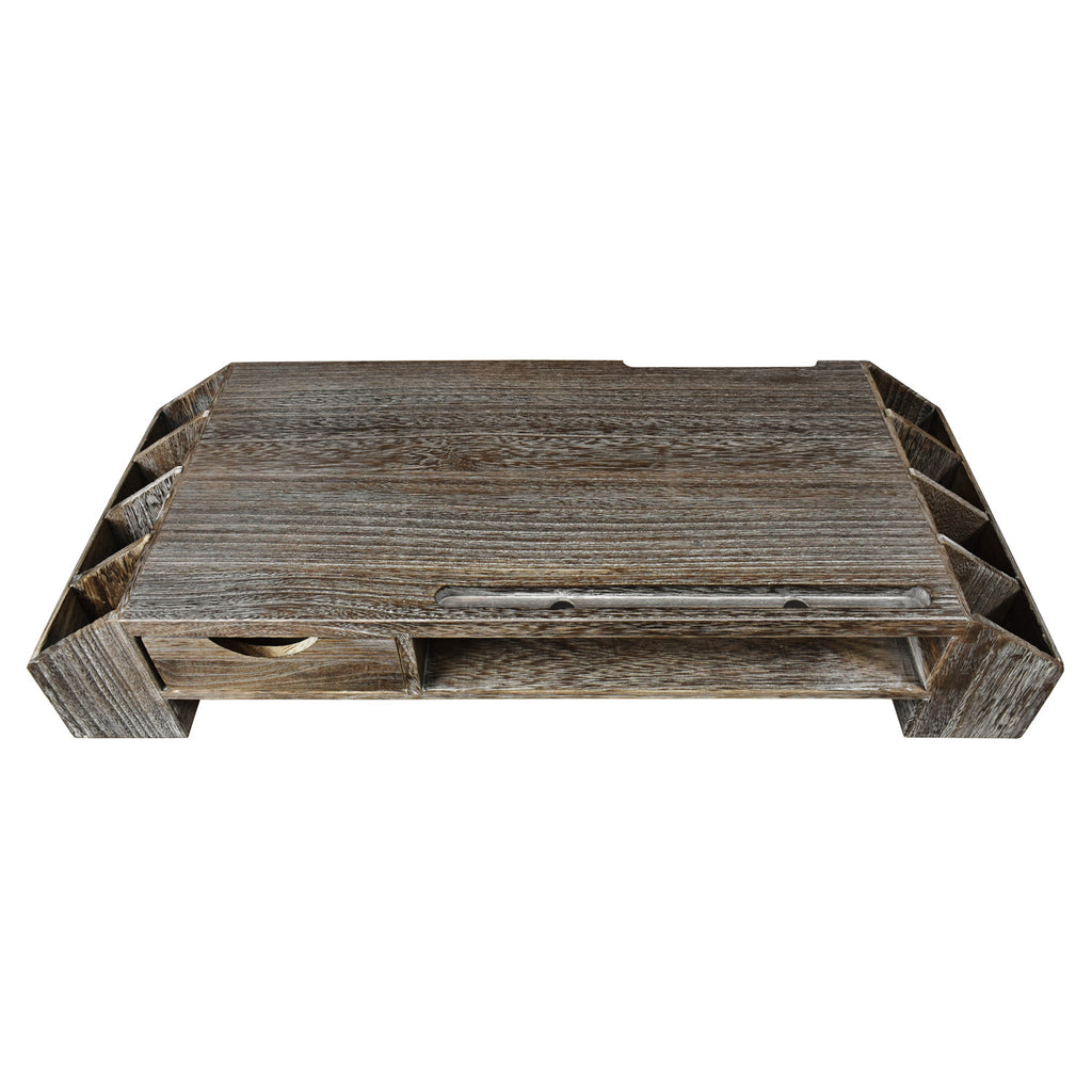 Ikee Design® Wood Clutter-Free Desk Stand with Storage Organizer