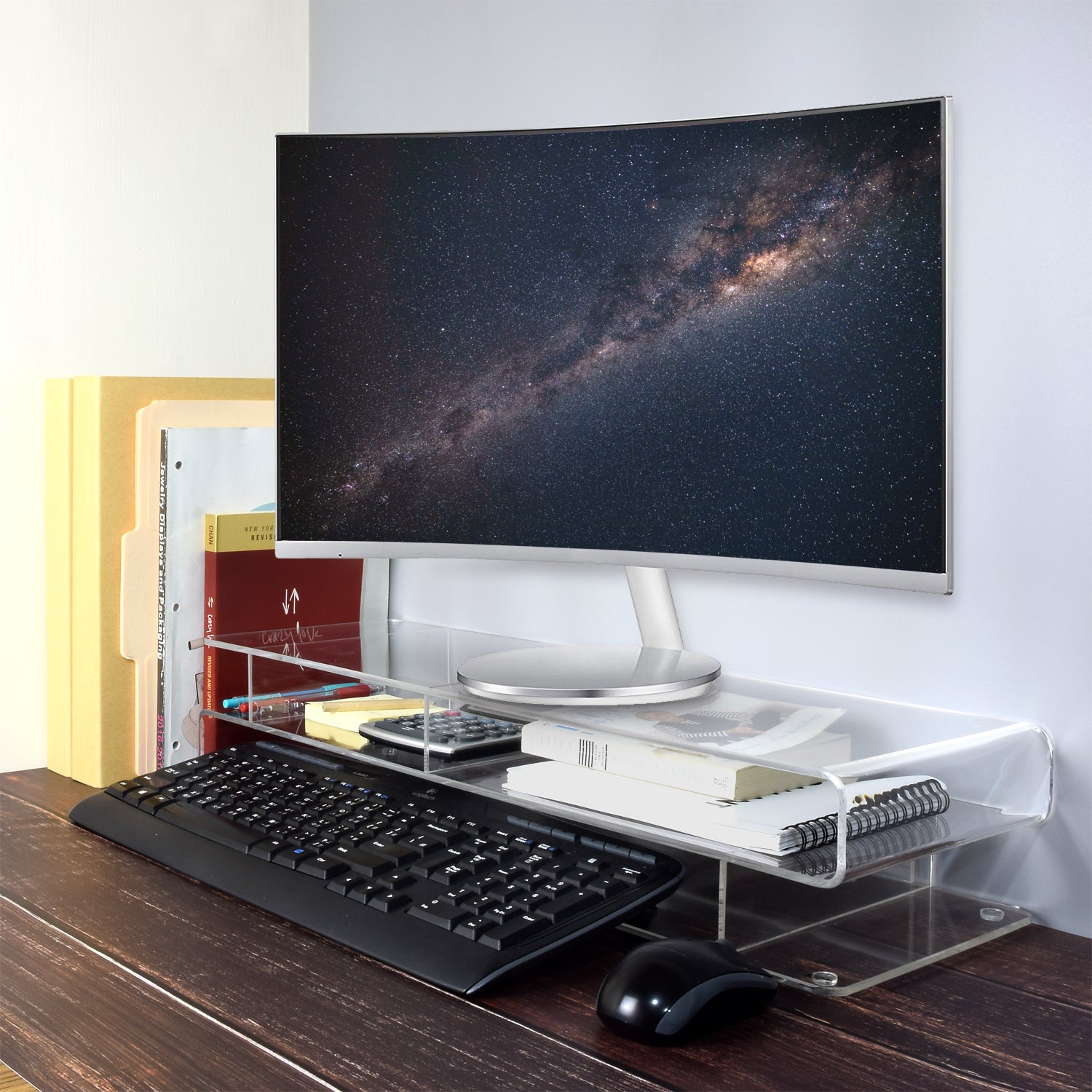 IKEE DESIGN®: Acrylic Monitor Stand Holder Personal Computer Rack