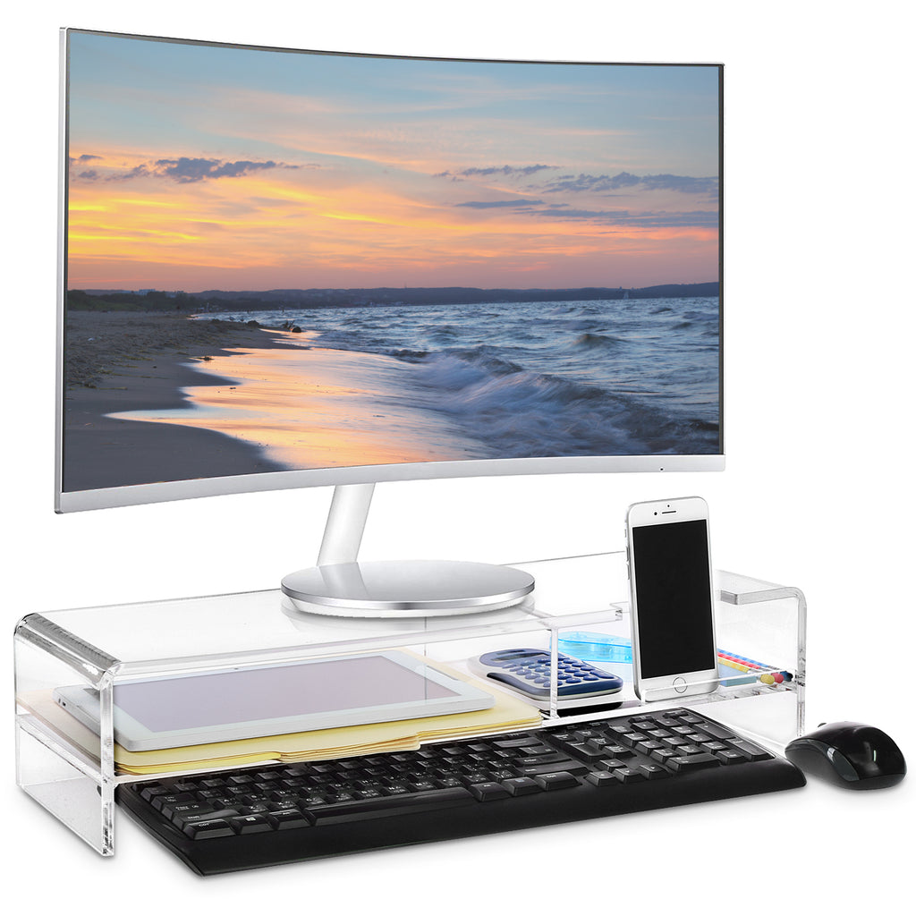 Ikee Design® Premium Acrylic Monitor Stand with 2 Compartments