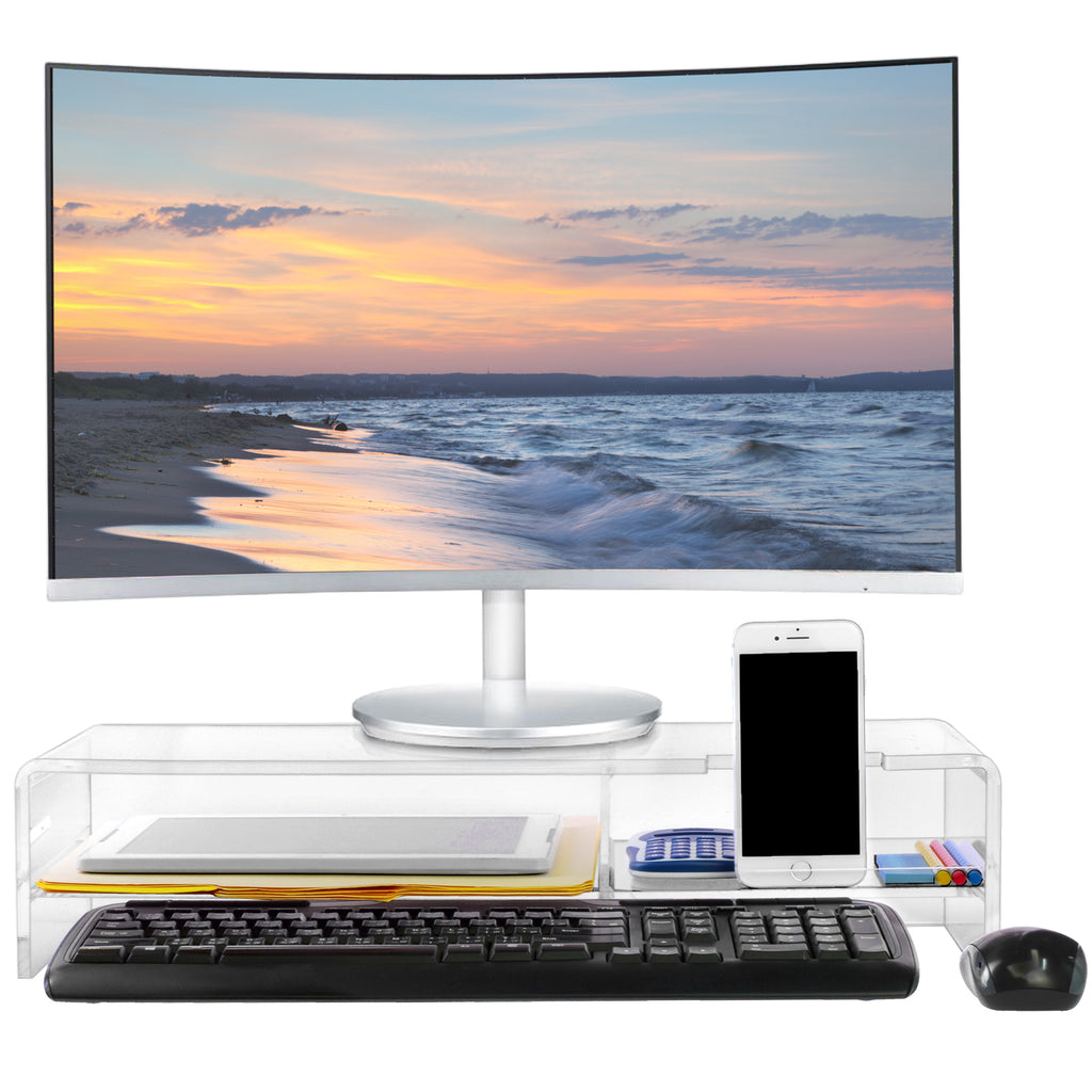 Ikee Design® Premium Acrylic Monitor Stand with 2 Compartments