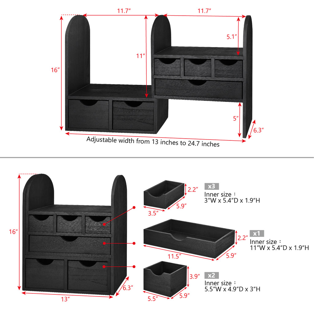 Ikee Design® Large Adjustable Wooden Desktop Organizer for Office Supplies