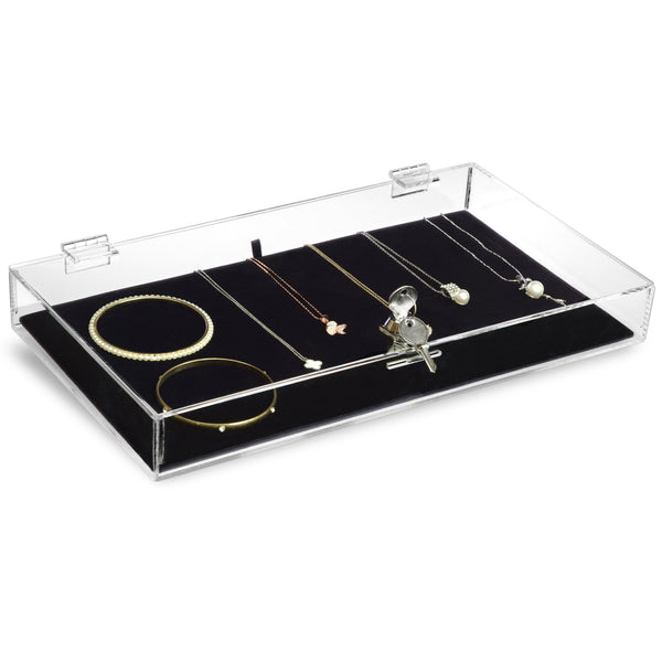 Ikee Design® Acrylic Marketing Holder Locking Showcase Box Display Tray for Watches Jewelry Collector Knives with a Key
