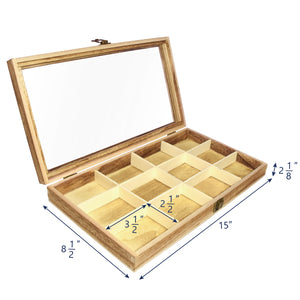 Ikee Design® Glass Top Wooden Craft Supply Organizer Jewelry Storage Case