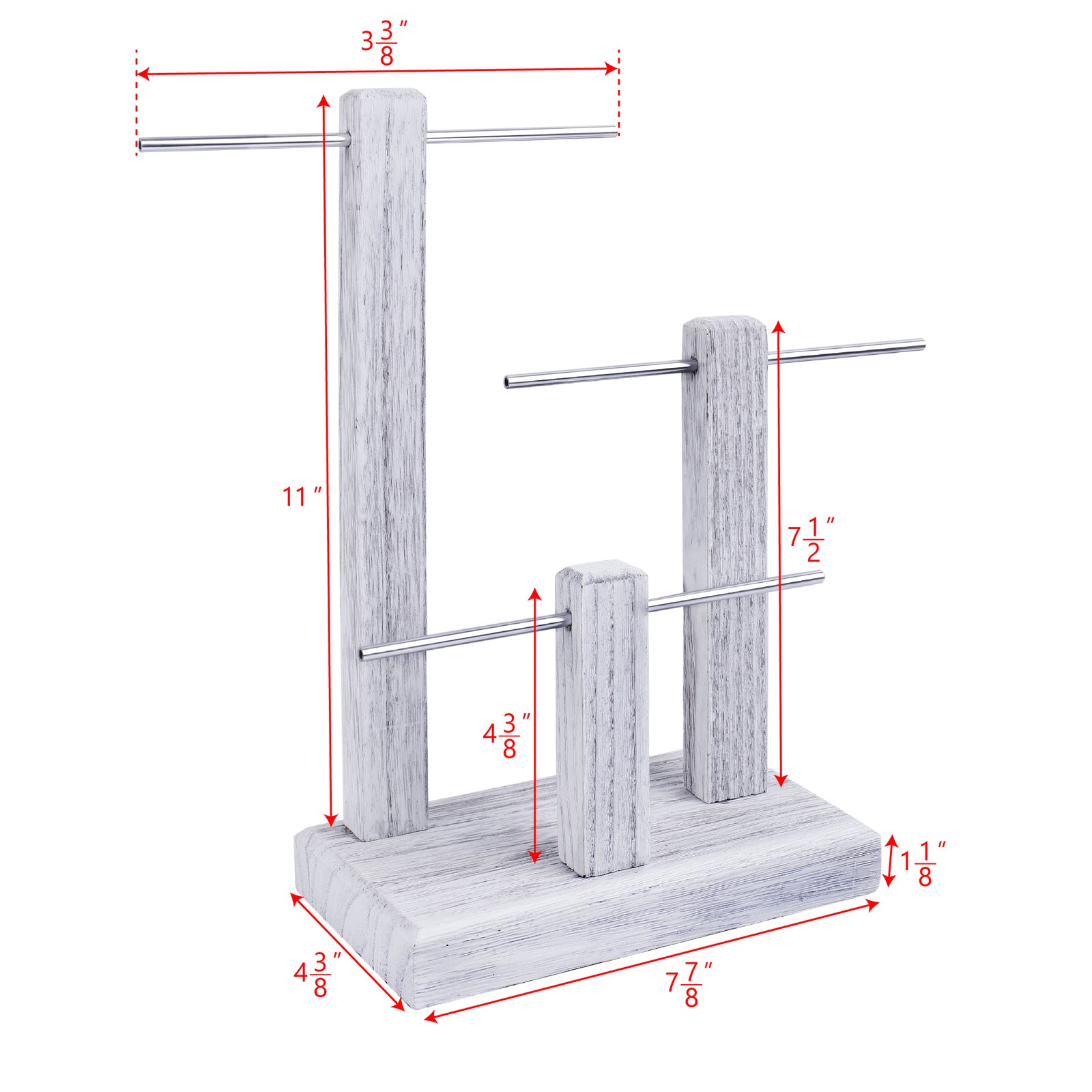 Ikee Design®  3-Tiers Wooden Sliver Aluminum Poles Jewelry Display Stand
