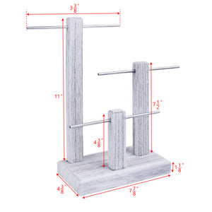 Ikee Design®  3-Tiers Wooden Sliver Aluminum Poles Jewelry Display Stand
