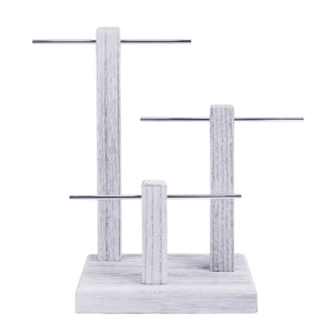 Ikee Design®  3-Tiers Wooden Sliver Aluminum Poles Jewelry Display Stand