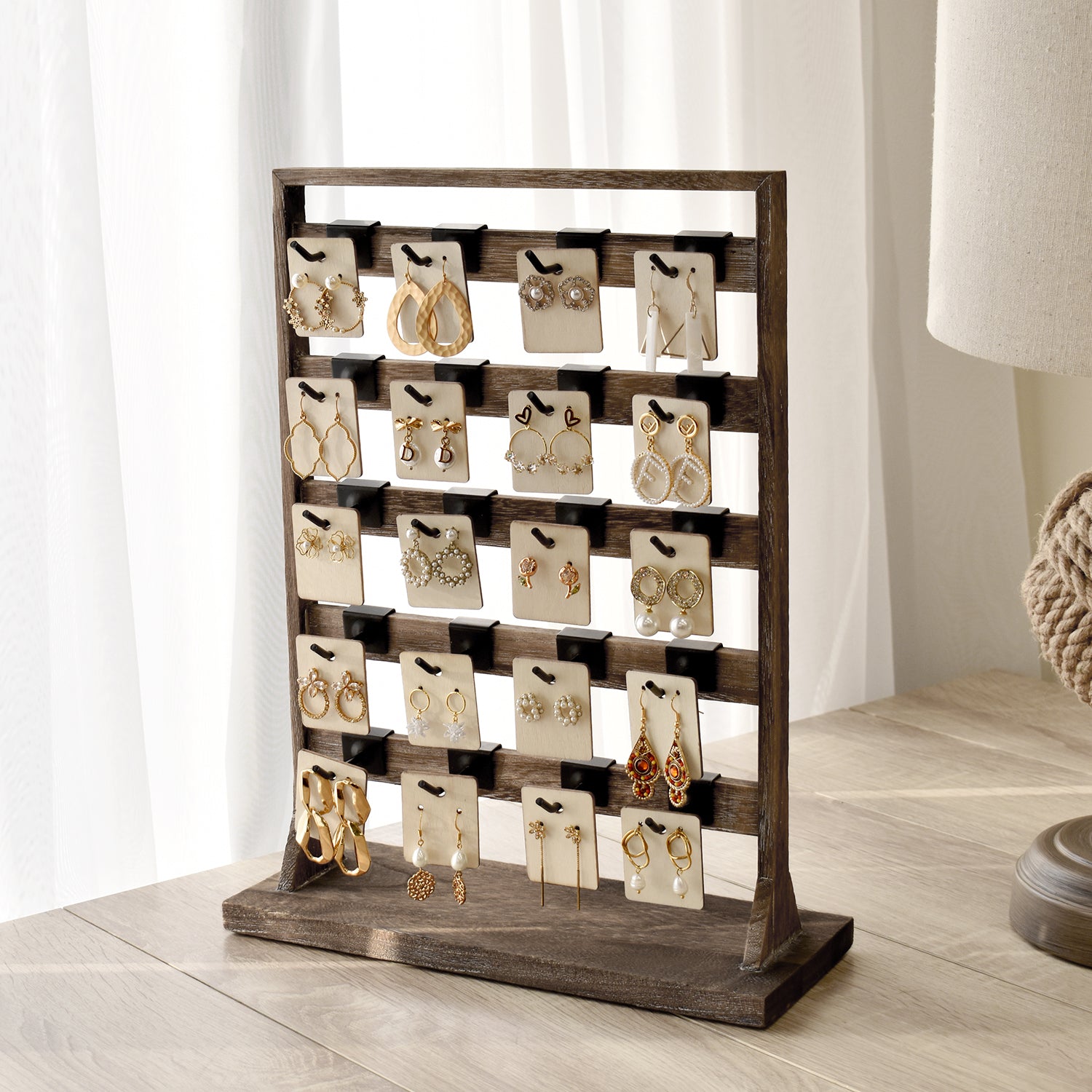 Ikee Design® Wooden jewelry rack with 20 hooks