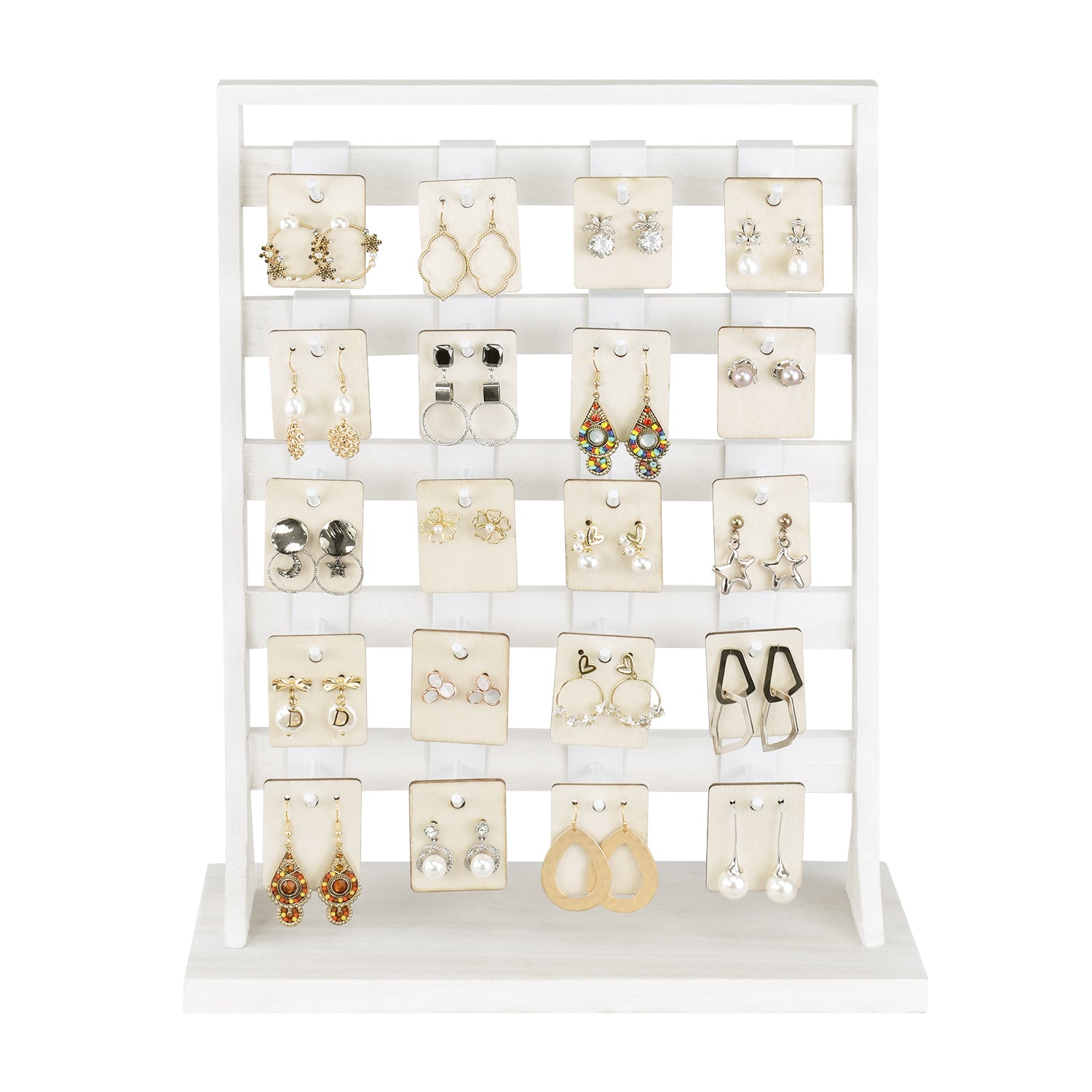 Ikee Design Wooden Jewelry Display Rack with 20 Removable Metal Hooks,  Earring Card Display Holder Stand with Hooks, Jewelry Tower for Earring  Cards