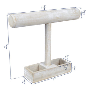 Ikee Design® Wood White T-bar Jewelry Display Stand with Compartments