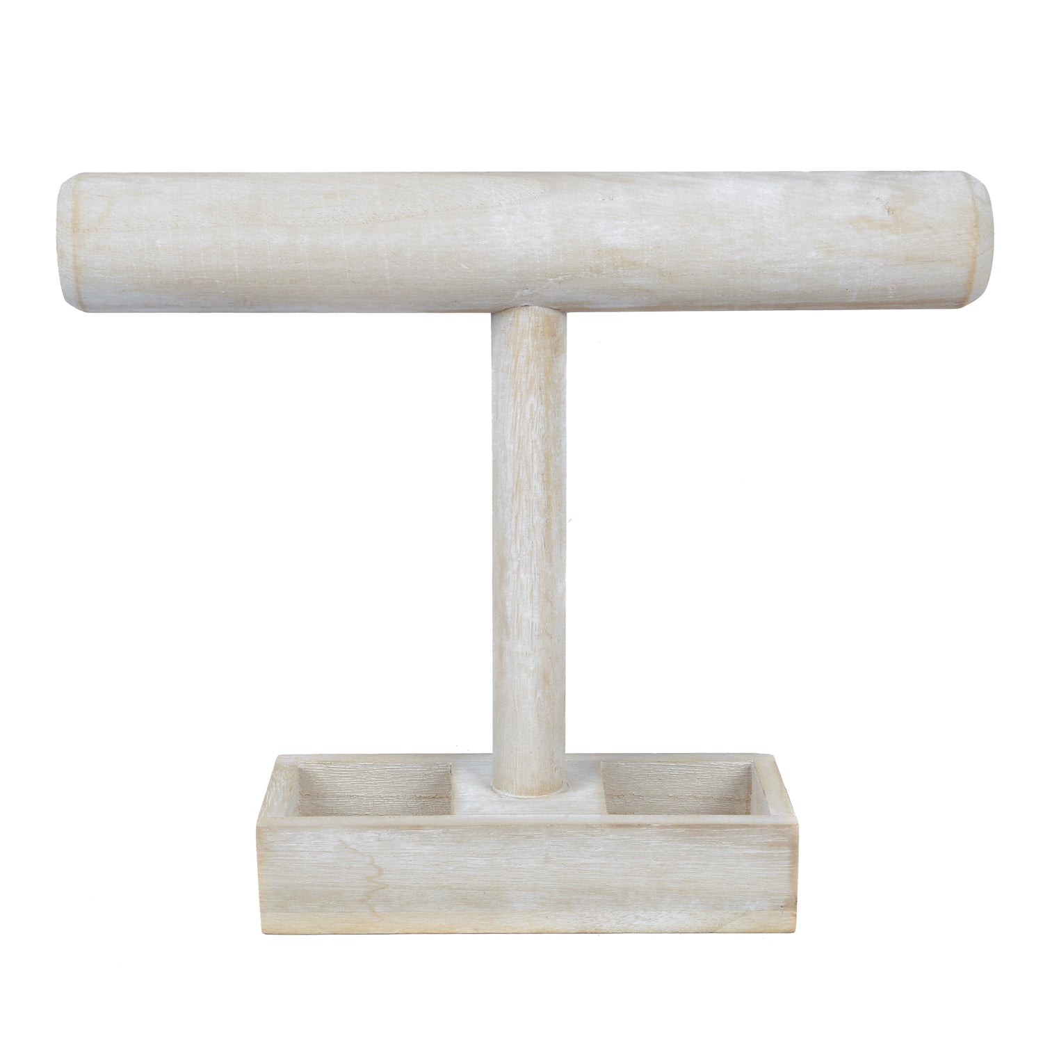 Ikee Design® Wood White T-bar Jewelry Display Stand with Compartments