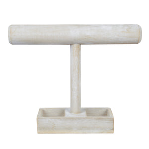 Ikee Design® Wood White T-bar Jewelry Display Stand with Compartments