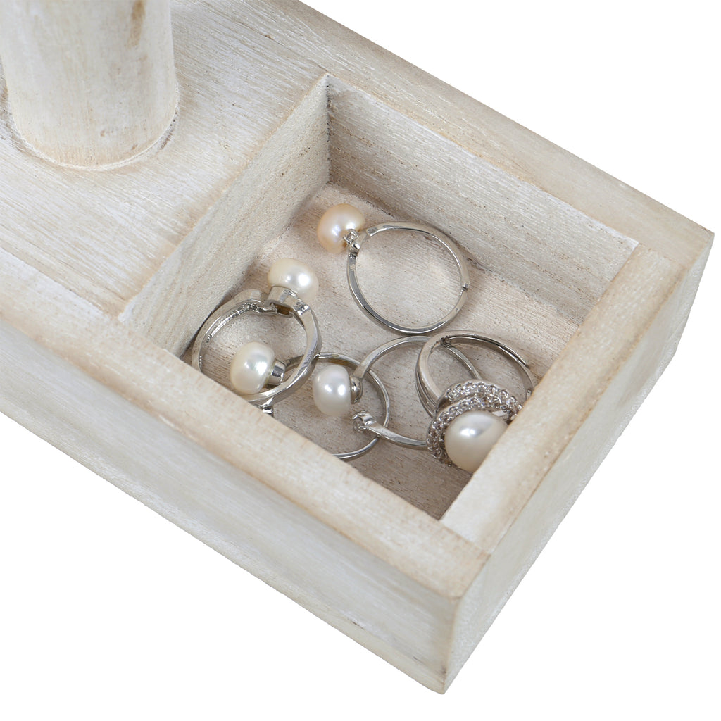 Ikee Design® Wood White T-bar Jewelry Display Stand with Compartments