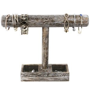 Ikee Design® Wooden White T-bar Jewelry Display Stand with Compartments