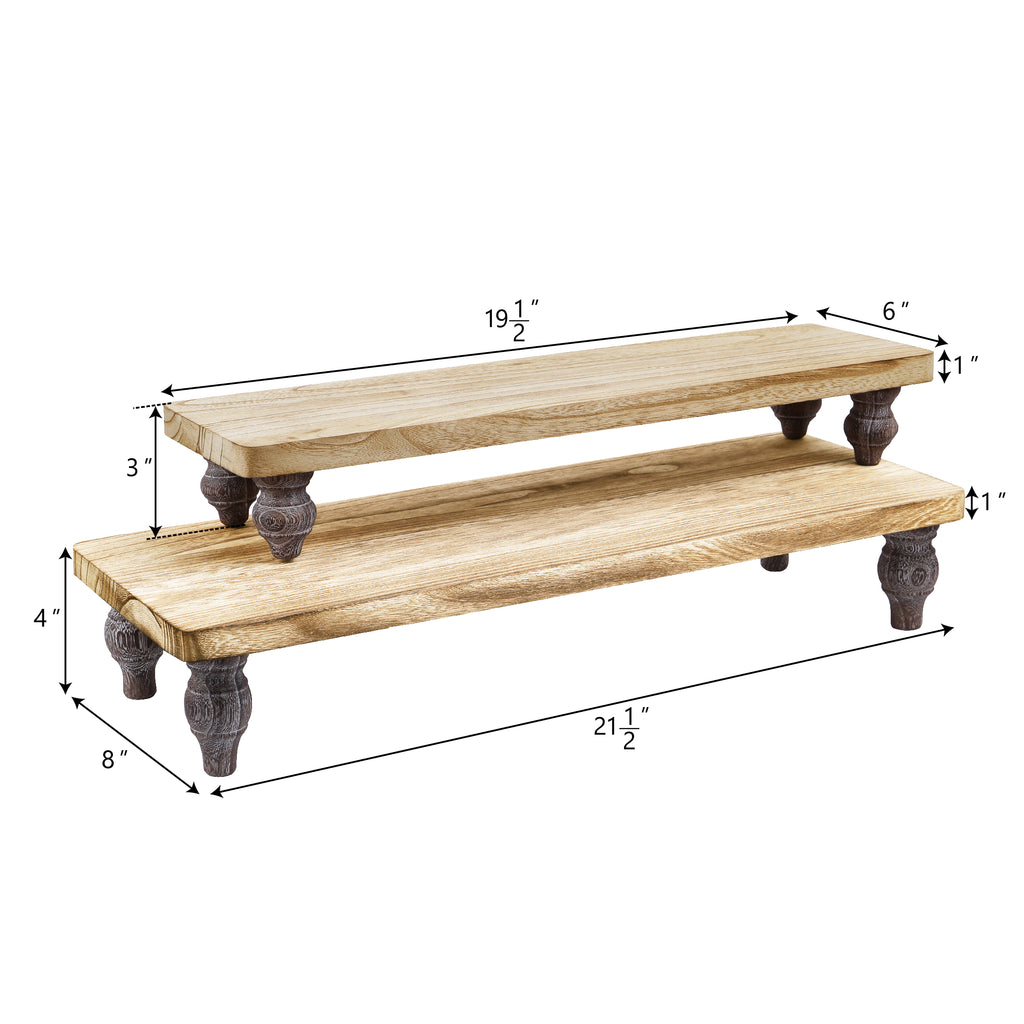 Ikee Design® 2 Pcs oak wood retail display riser stands