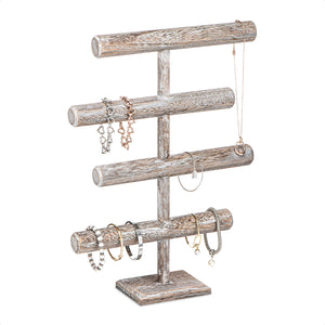 Ikee Design®Wooden Brown 4-Tier T-bar Jewelry Display Stand
