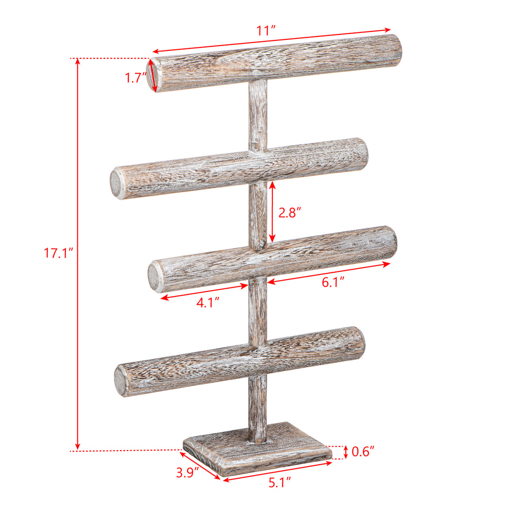 Ikee Design®Wooden 4-Tier T-bar Jewelry Display Stand
