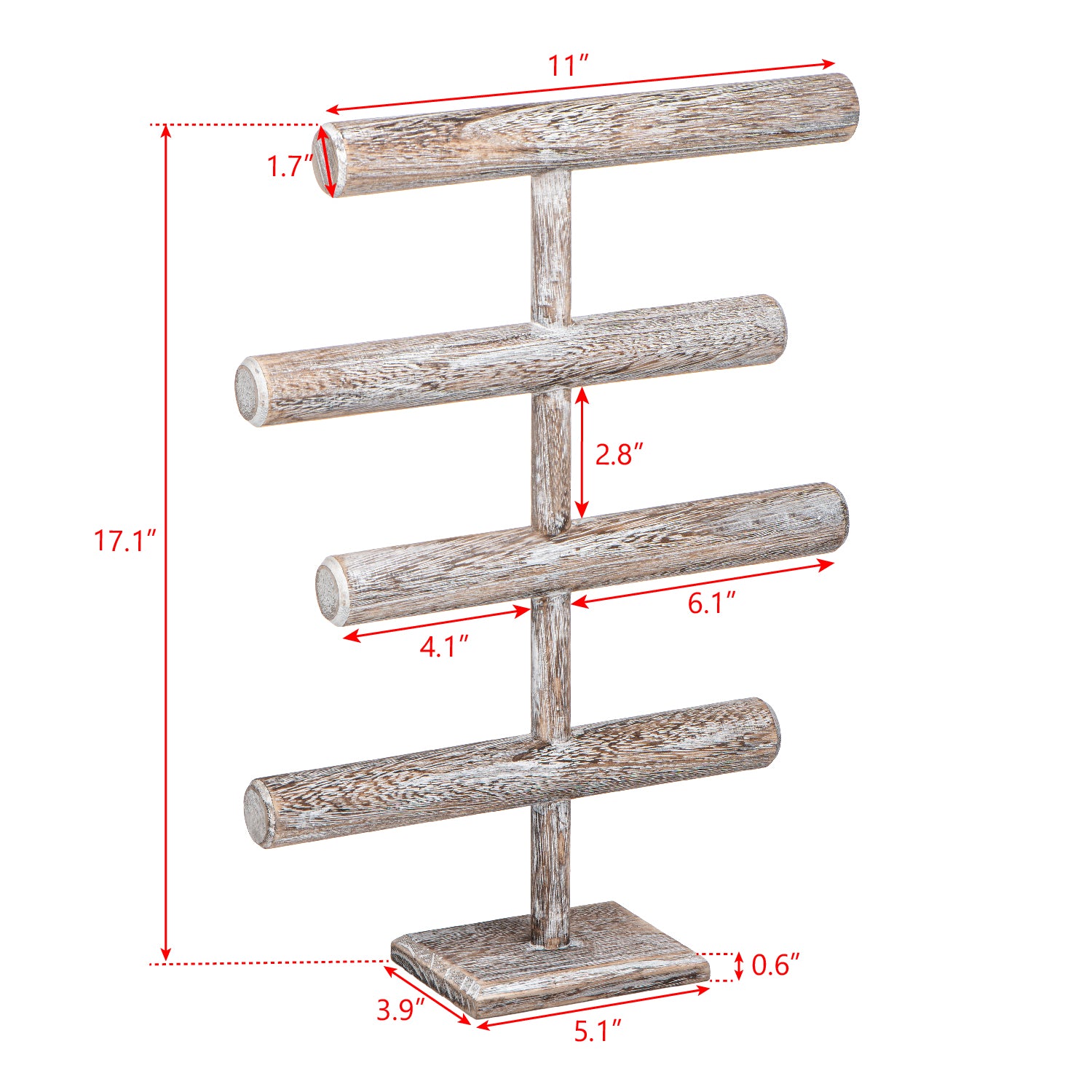 Ikee Design®Wooden Brown 4-Tier T-bar Jewelry Display Stand