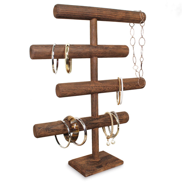 Ikee Design®Wooden Brown 4-Tier T-bar Jewelry Display Stand