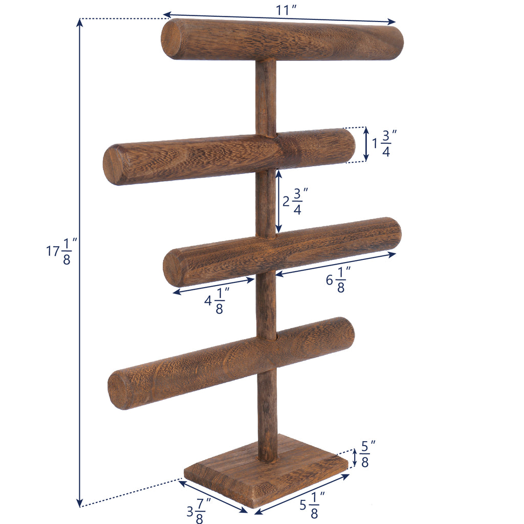 Ikee Design®Wooden Brown 4-Tier T-bar Jewelry Display Stand