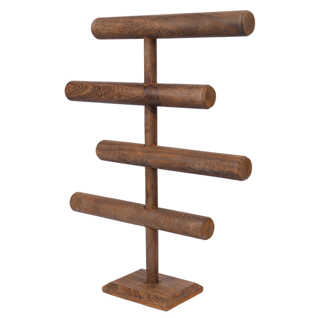 Ikee Design®Wooden Brown 4-Tier T-bar Jewelry Display Stand