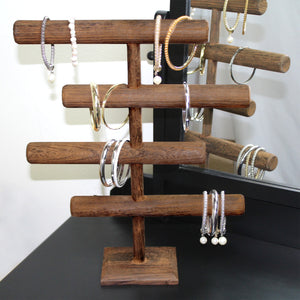 Ikee Design®Wooden Brown 4-Tier T-bar Jewelry Display Stand