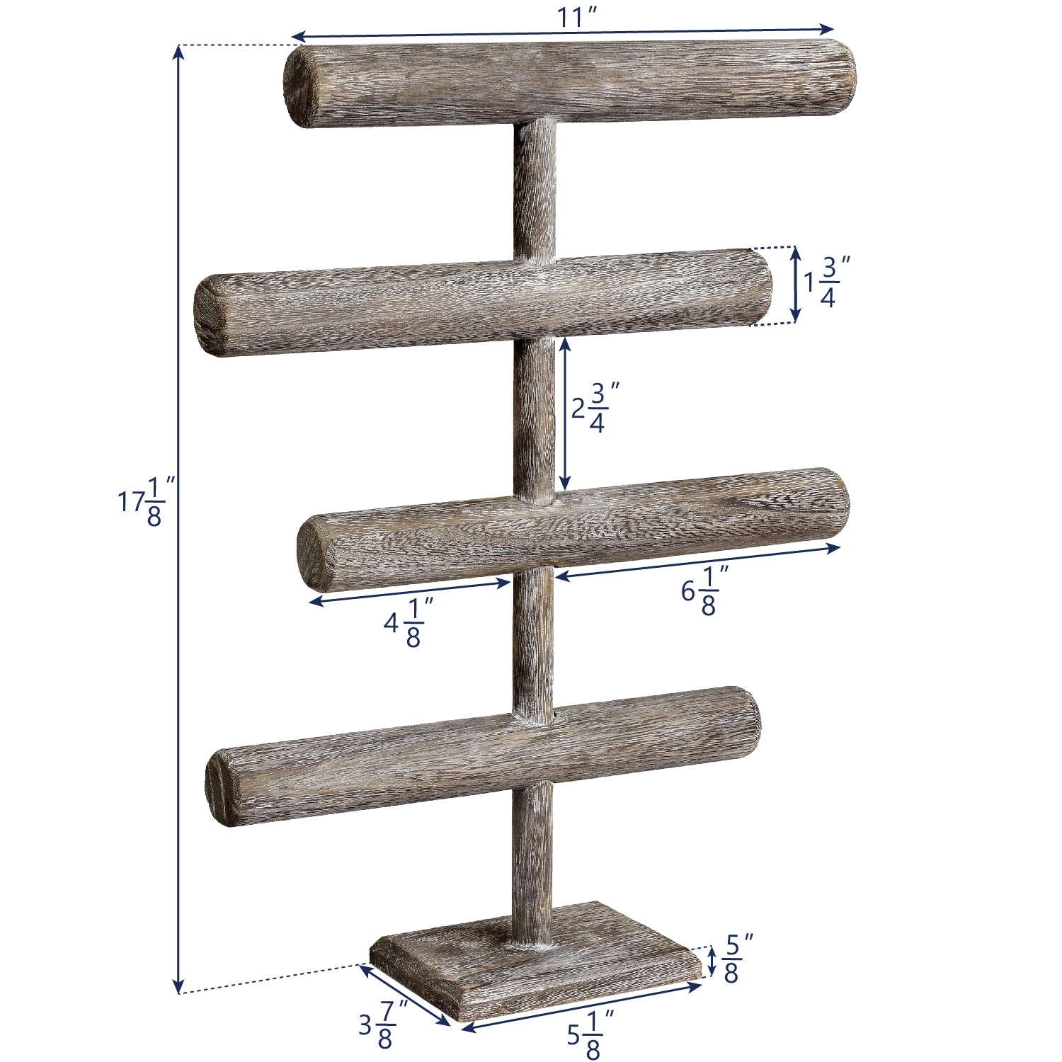Ikee Design®Wooden Brown 4-Tier T-bar Jewelry Display Stand
