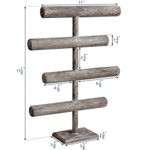 Ikee Design®Wooden Brown 4-Tier T-bar Jewelry Display Stand