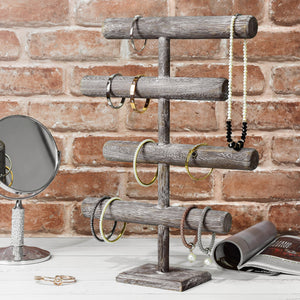 Ikee Design®Wooden Brown 4-Tier T-bar Jewelry Display Stand