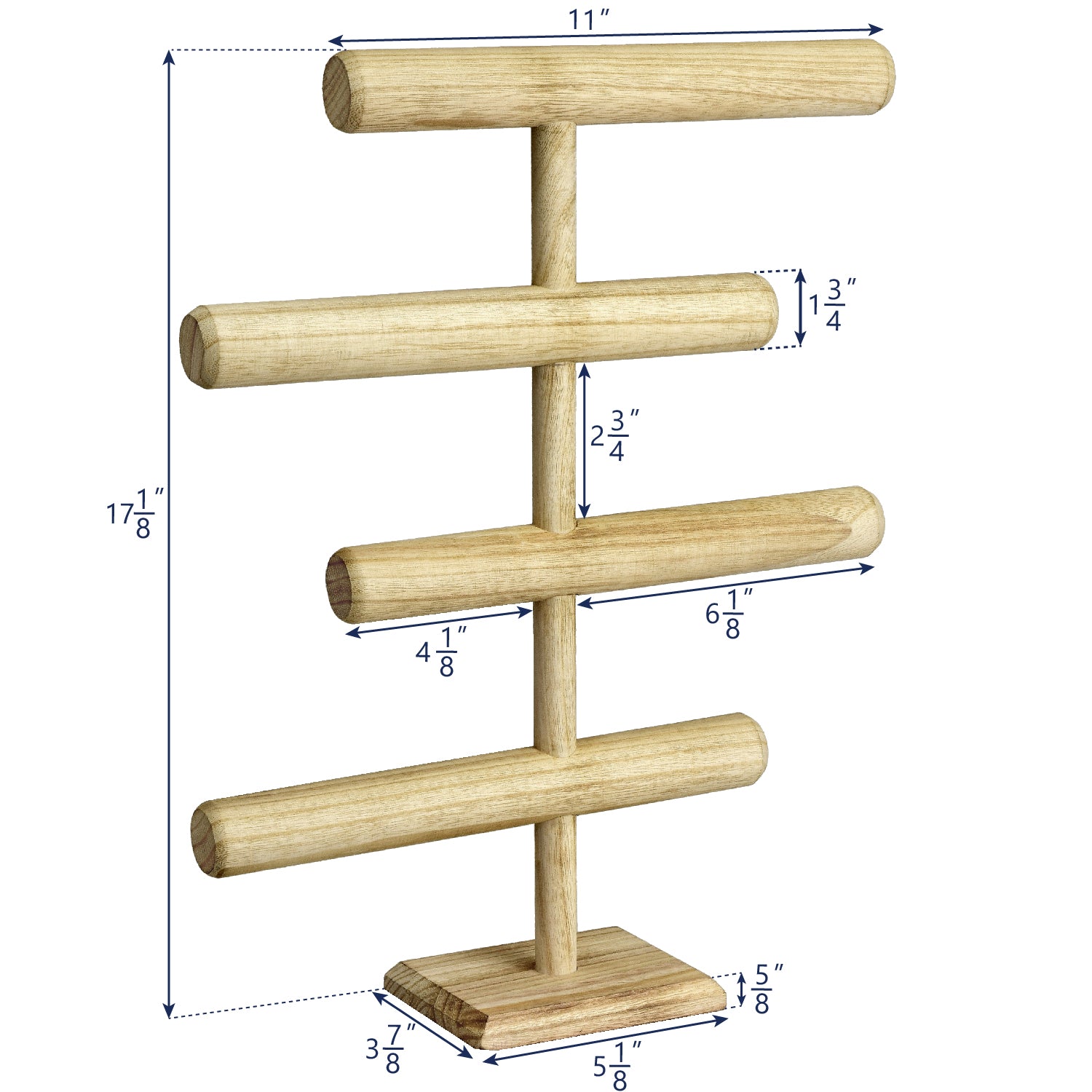 Ikee Design®Wooden Brown 4-Tier T-bar Jewelry Display Stand